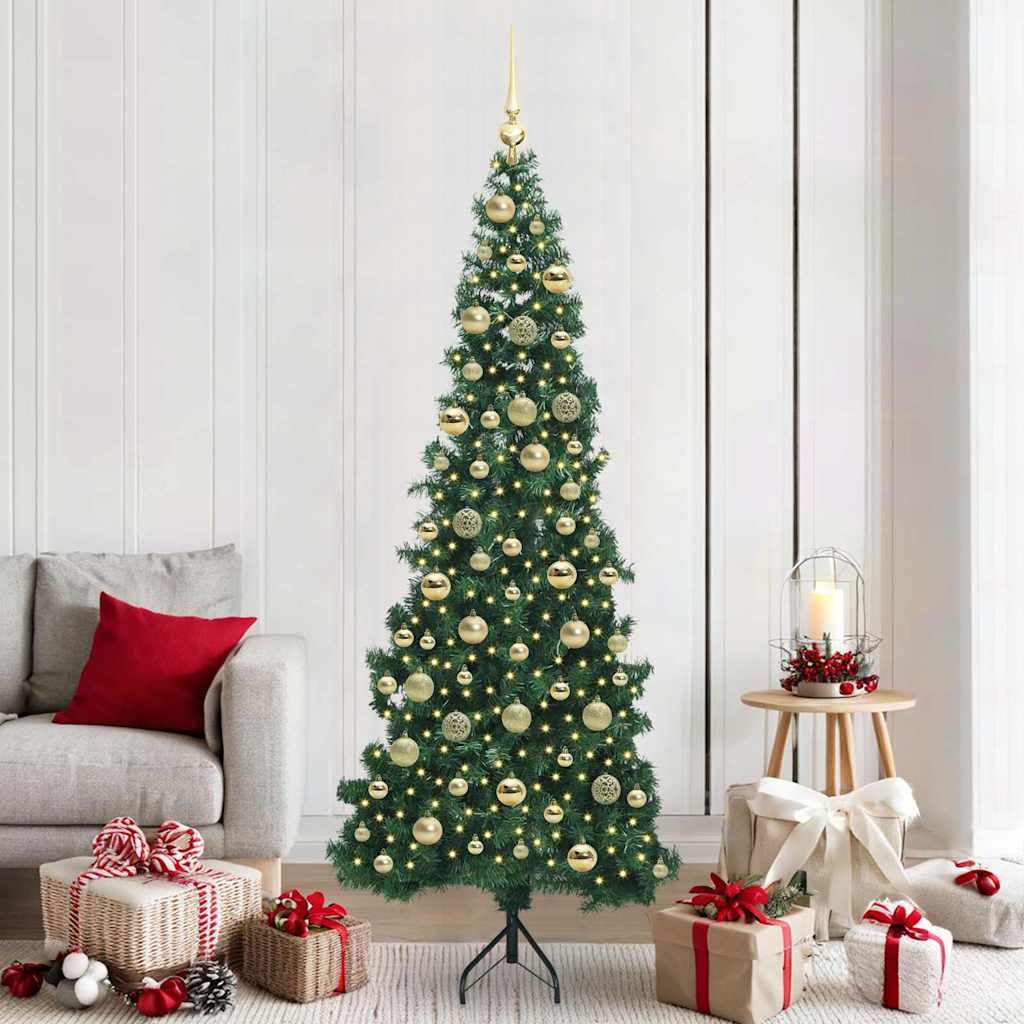 Corner Artificial Christmas Tree Green 210 cm PVC and Metal