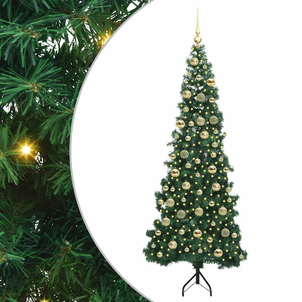 Corner Artificial Christmas Tree Green 210 cm PVC and Metal