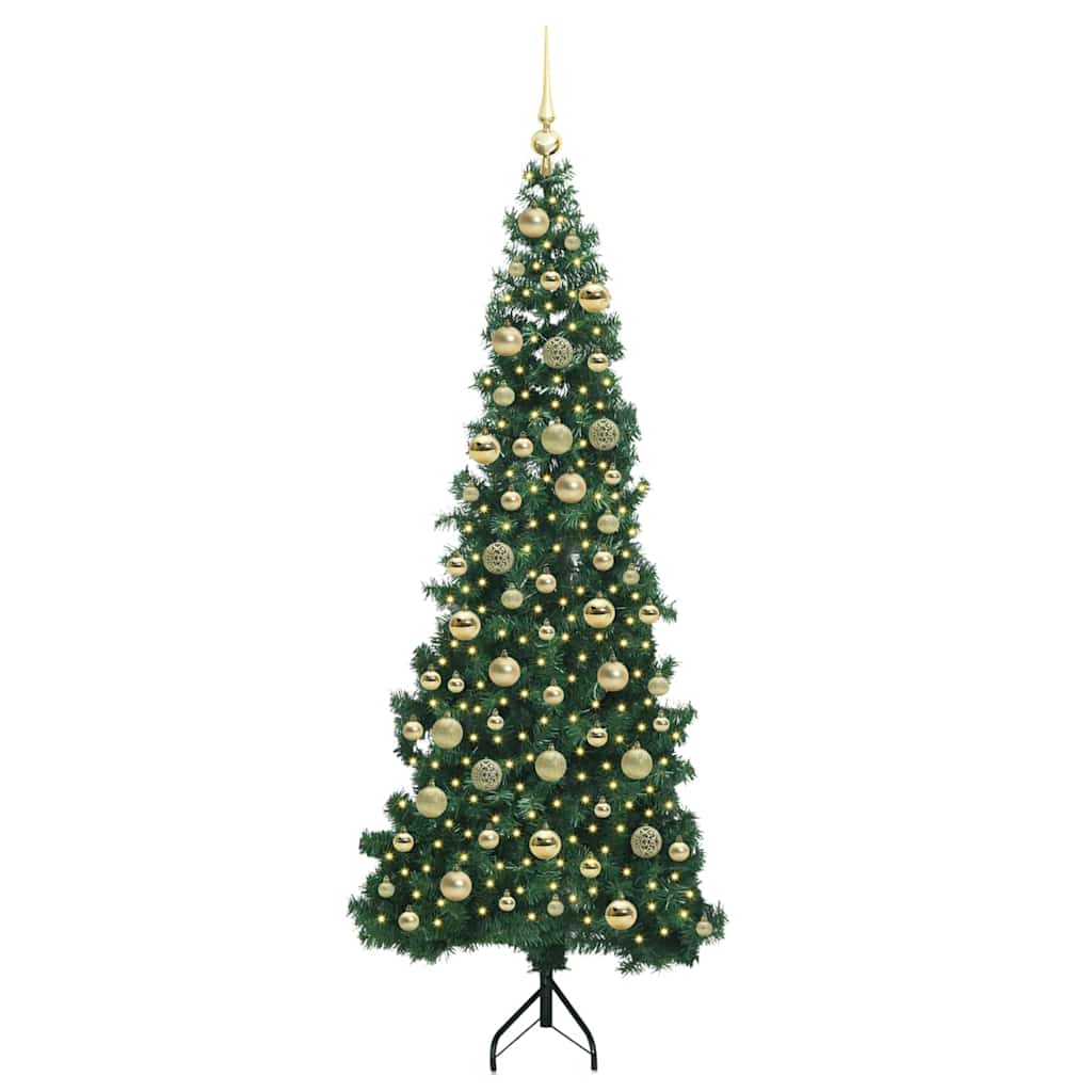 Corner Artificial Christmas Tree Green 210 cm PVC and Metal