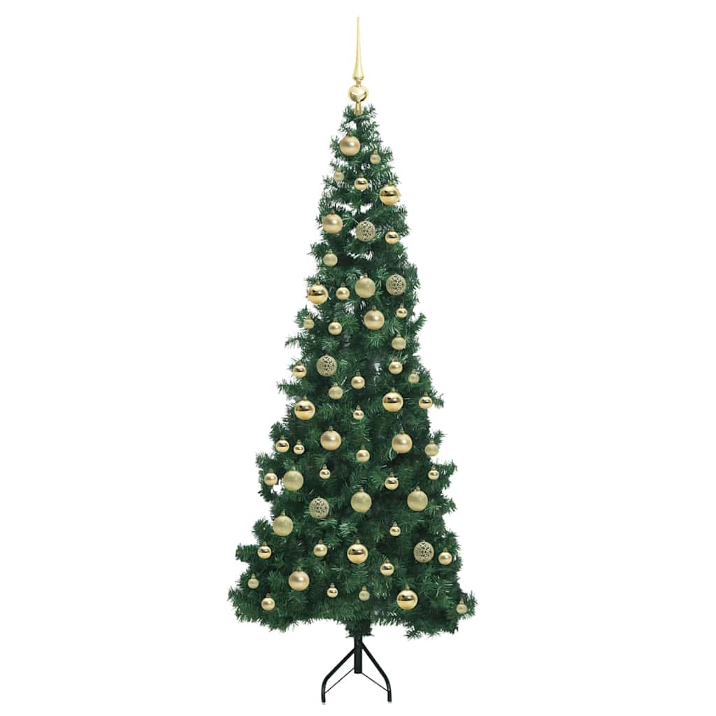 Corner Artificial Christmas Tree Green 210 cm PVC and Metal