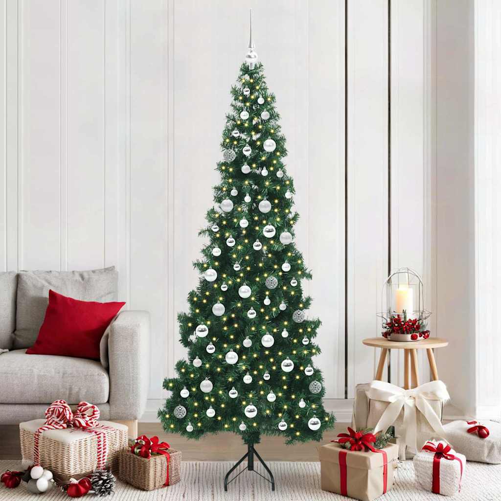Corner Artificial Christmas Tree Green 210 cm PVC and Metal