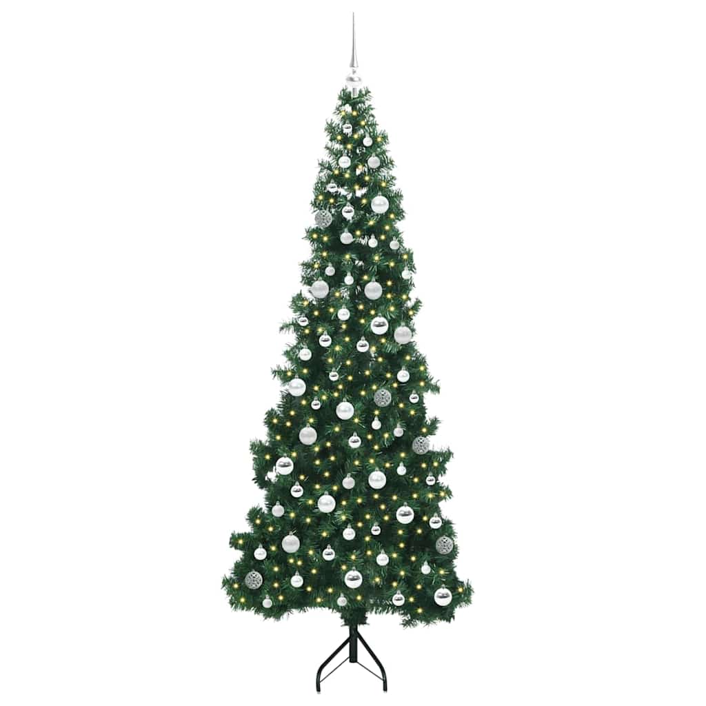 Corner Artificial Christmas Tree Green 210 cm PVC and Metal