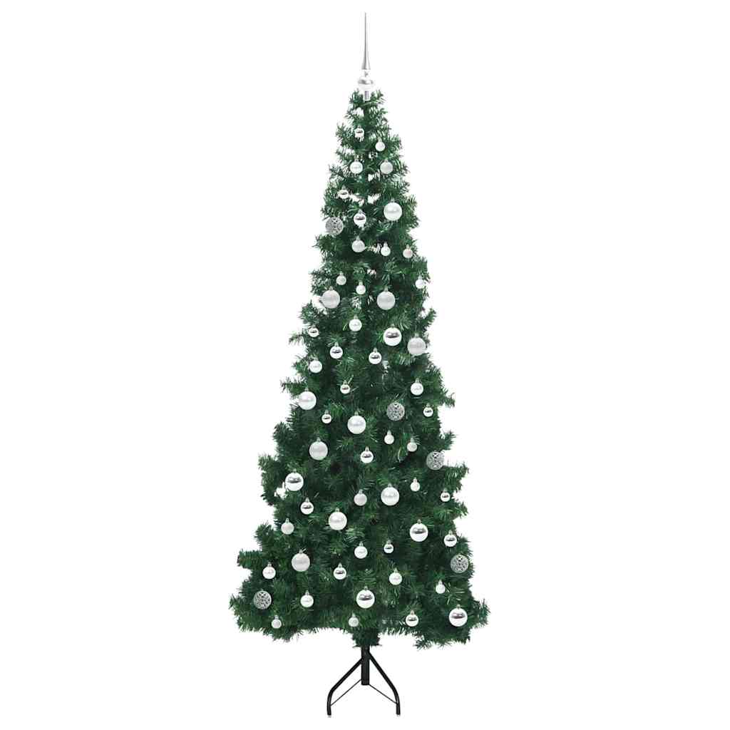 Corner Artificial Christmas Tree Green 210 cm PVC and Metal