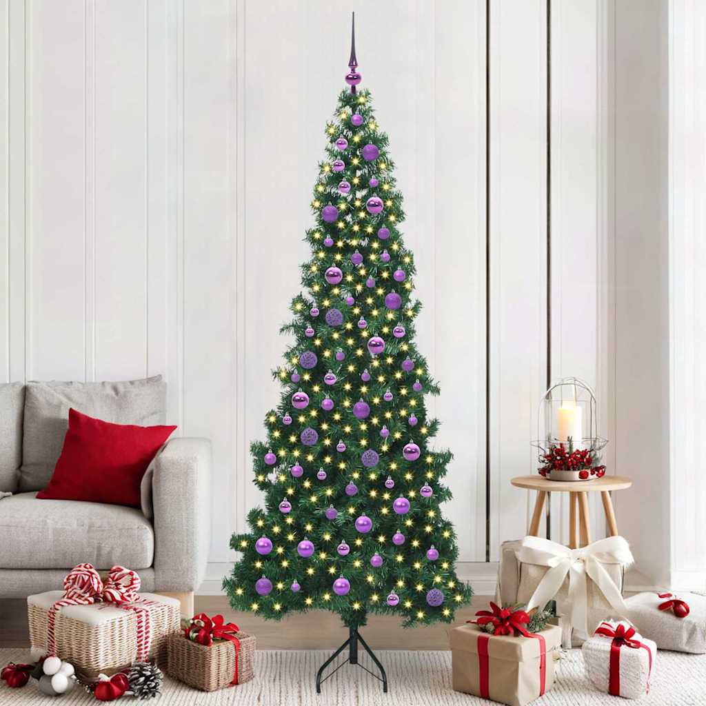 Corner Artificial Christmas Tree Green 210 cm PVC and Metal