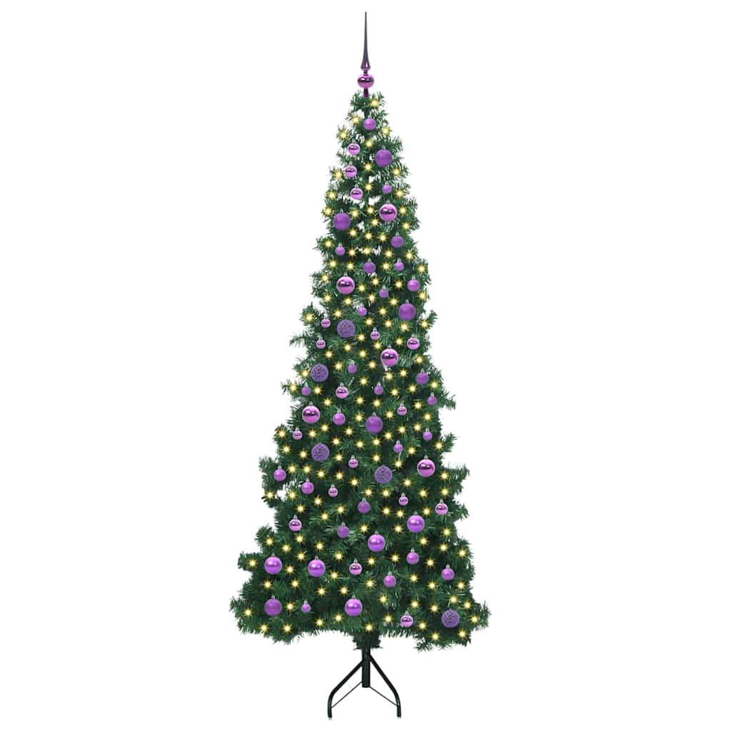 Corner Artificial Christmas Tree Green 210 cm PVC and Metal