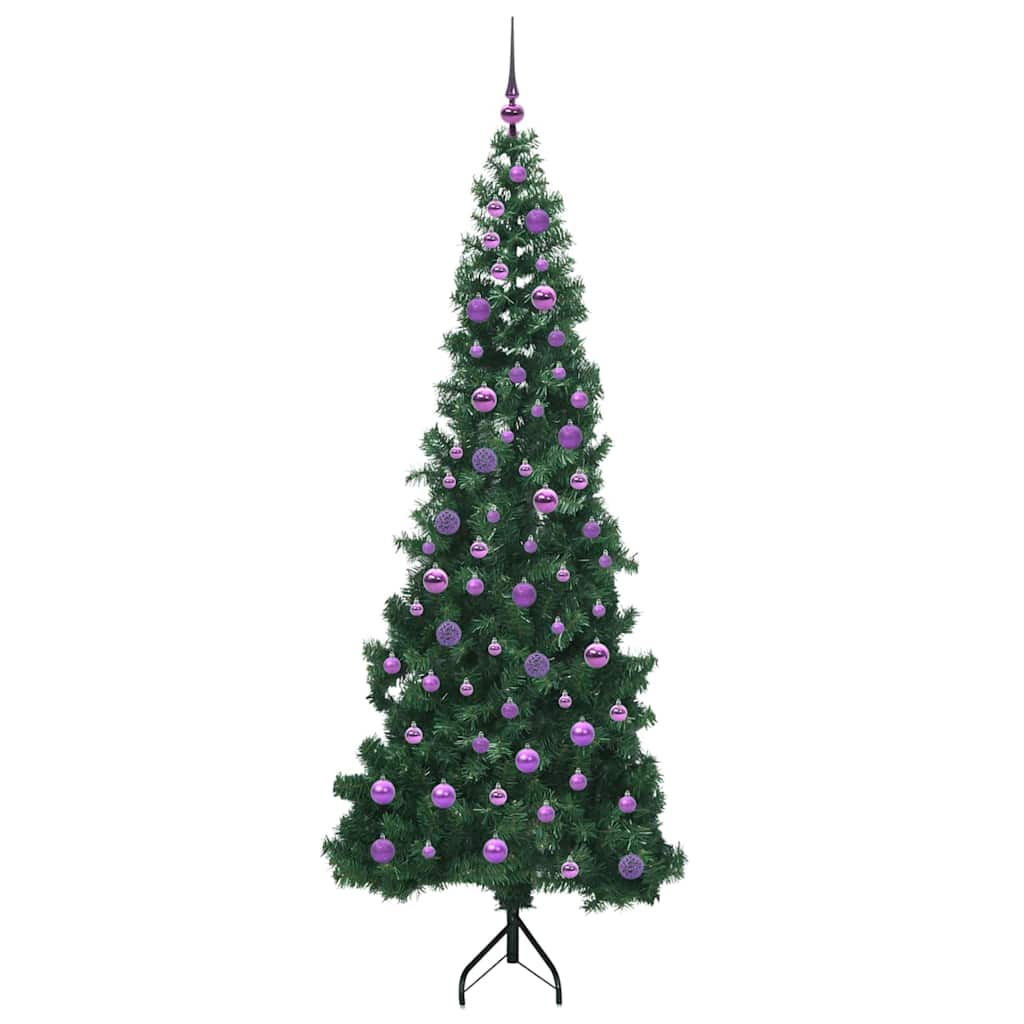 Corner Artificial Christmas Tree Green 210 cm PVC and Metal