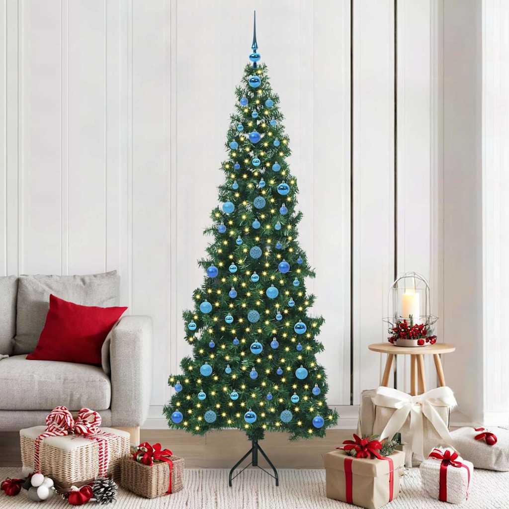 Corner Artificial Christmas Tree Green 210 cm PVC and Metal