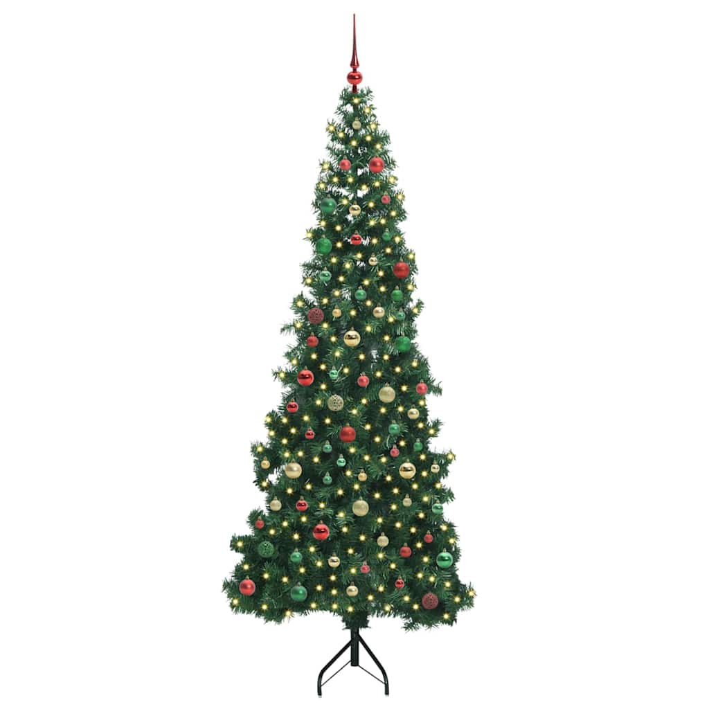 Corner Artificial Christmas Tree Green 210 cm PVC and Metal
