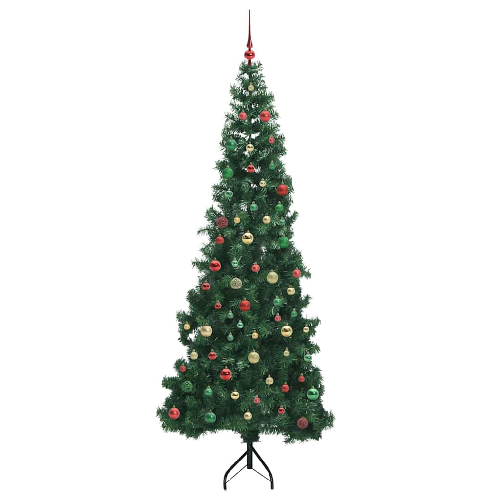 Corner Artificial Christmas Tree Green 210 cm PVC and Metal