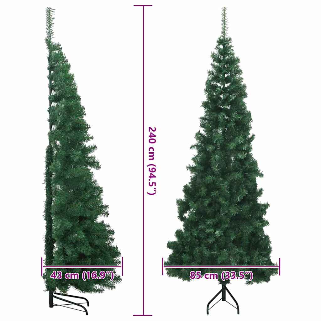 Corner Artificial Christmas Tree Green 240 cm PVC and Metal