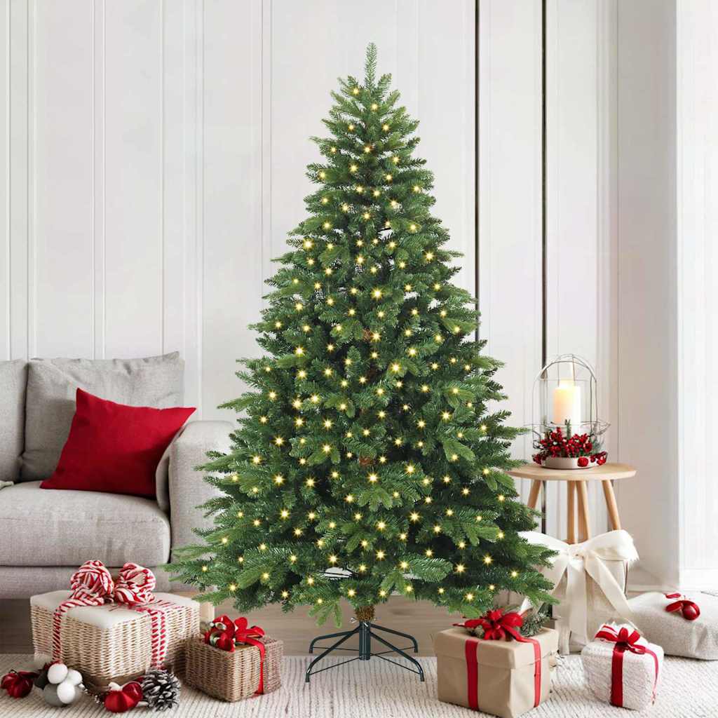 Artificial Christmas Tree with 300 LEDs Green 180 cm PE and PVC