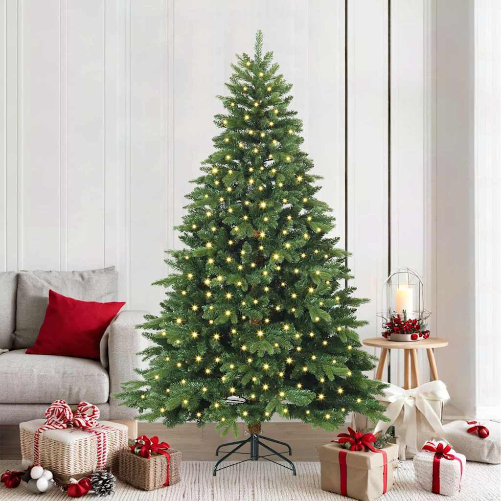 Artificial Christmas Tree with 300 LEDs Green 210 cm PE and PVC