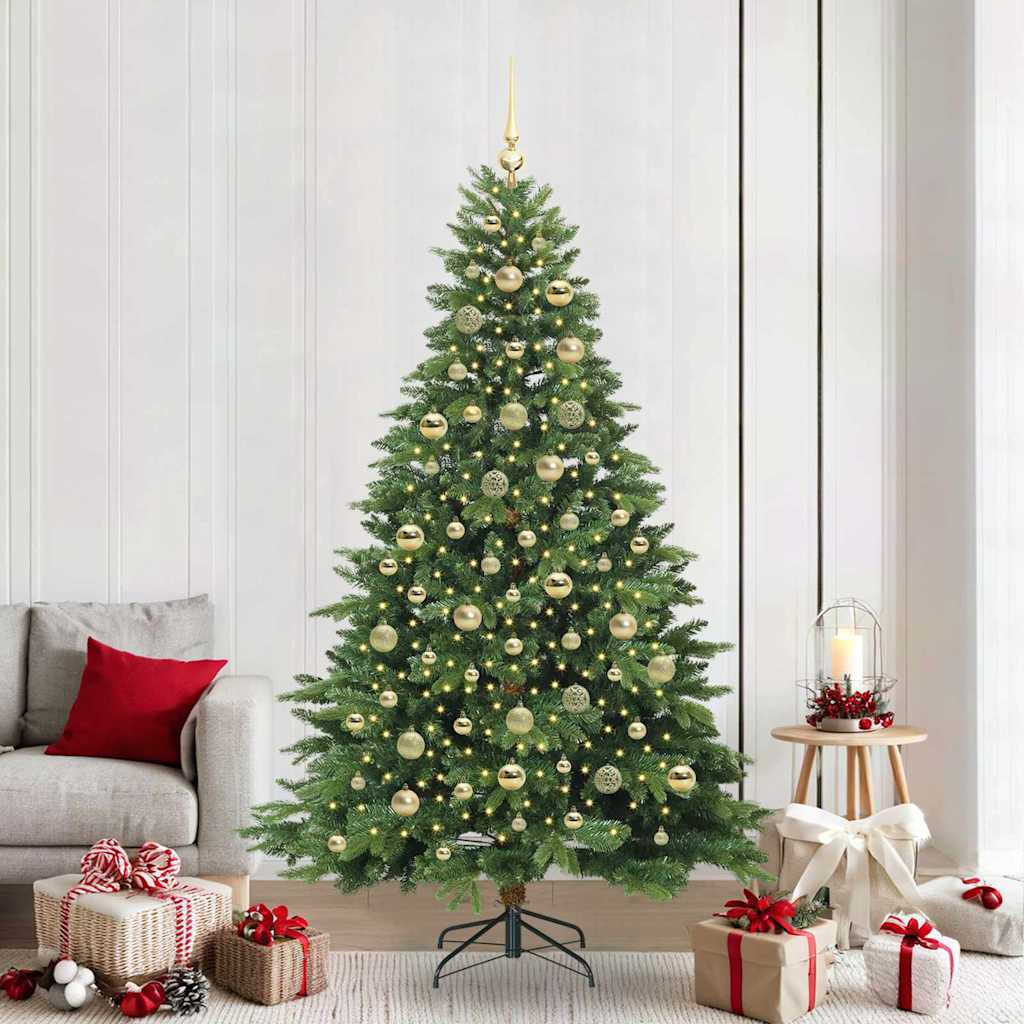 Artificial Christmas Tree with 300 LEDs Green 210 cm PE and PVC