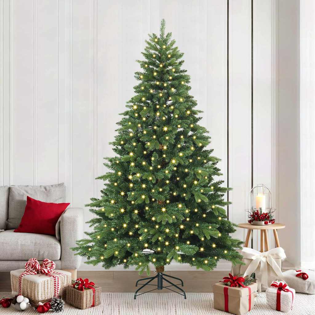 Artificial Christmas Tree with 300 LEDs Green 240 cm PE and PVC