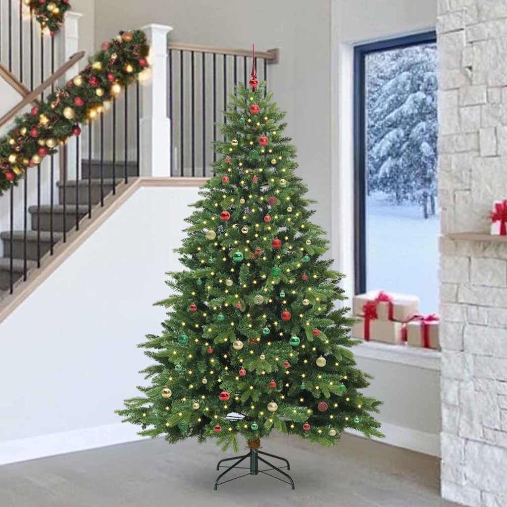 Artificial Christmas Tree with 300 LEDs Green 240 cm PE and PVC
