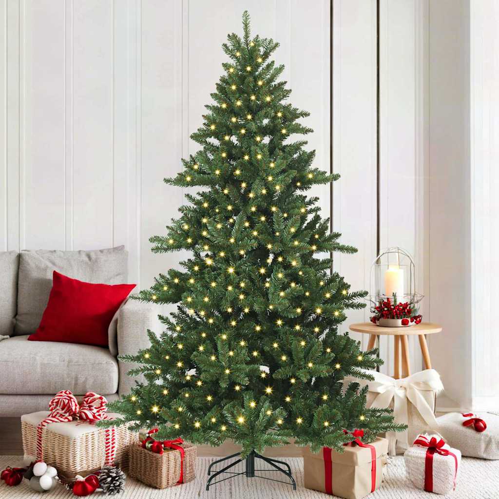 Artificial Hinged Christmas Tree with 300 LEDs 180 cm PVC