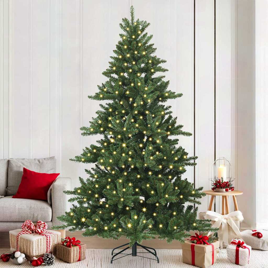 Artificial Hinged Christmas Tree with 300 LEDs 210 cm PVC