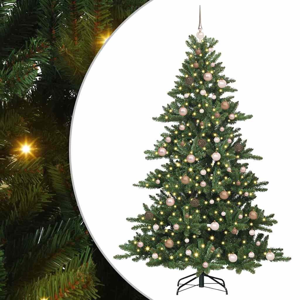 Artificial Hinged Christmas Tree with 300 LEDs 210 cm PVC