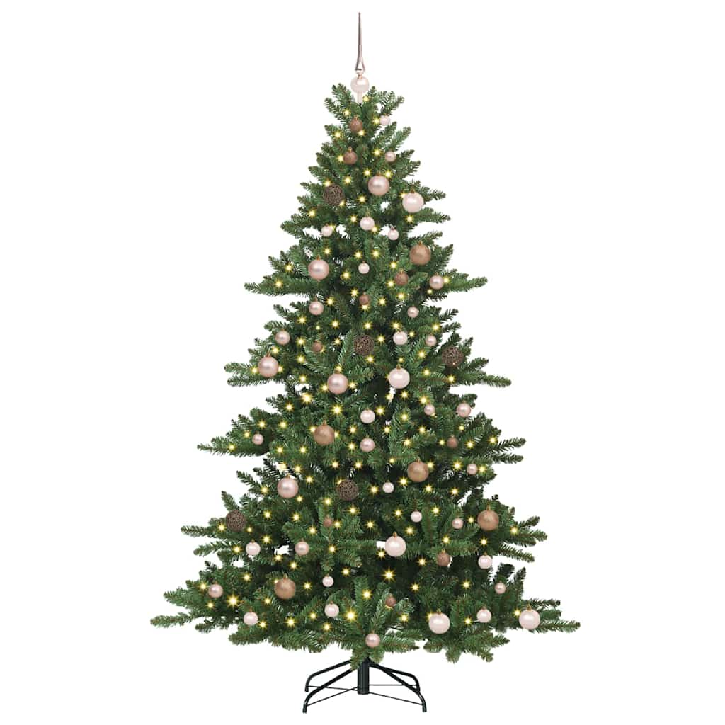 Artificial Hinged Christmas Tree with 300 LEDs 210 cm PVC