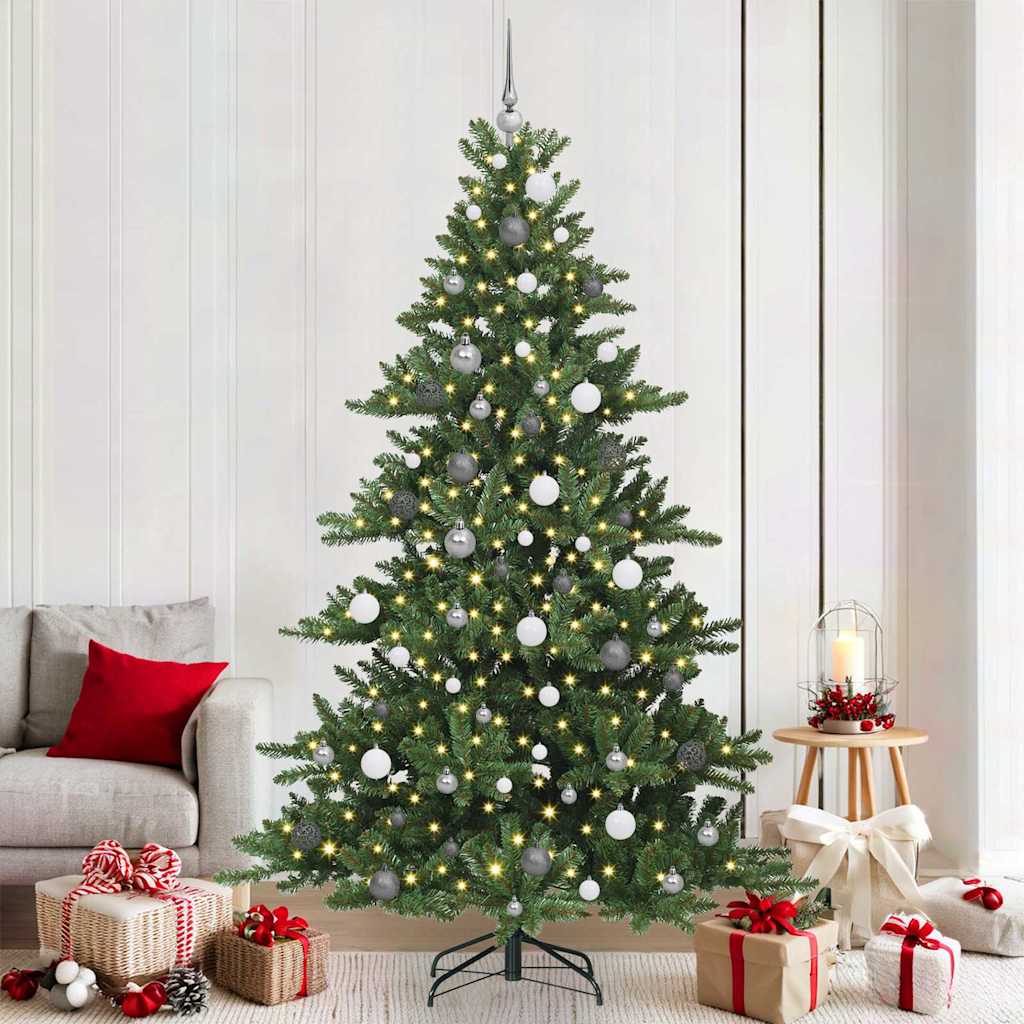 Artificial Hinged Christmas Tree with 300 LEDs 210 cm PVC