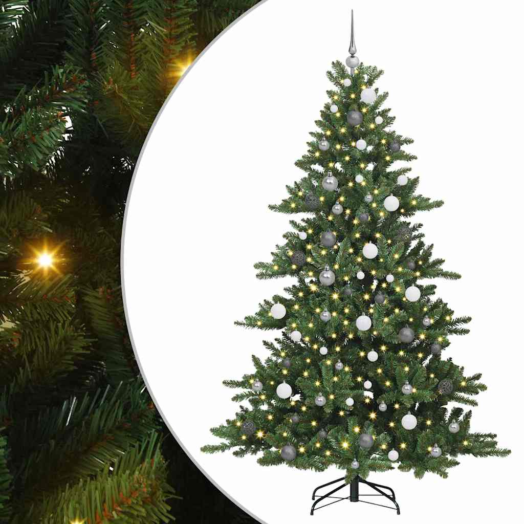Artificial Hinged Christmas Tree with 300 LEDs 210 cm PVC