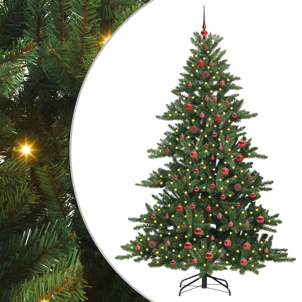 Artificial Hinged Christmas Tree with 300 LEDs 210 cm PVC