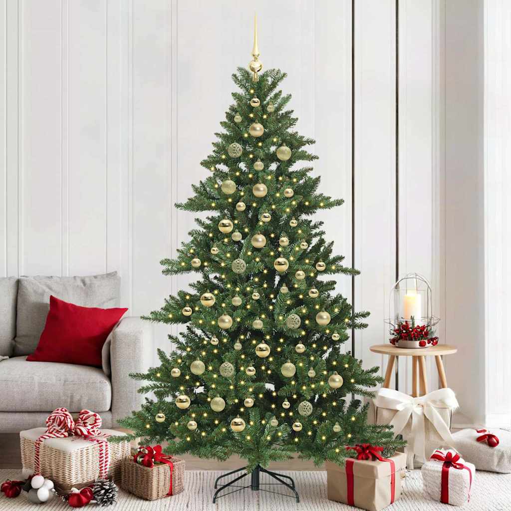 Artificial Hinged Christmas Tree with 300 LEDs 210 cm PVC