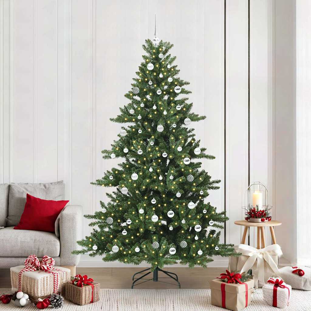 Artificial Hinged Christmas Tree with 300 LEDs 210 cm PVC