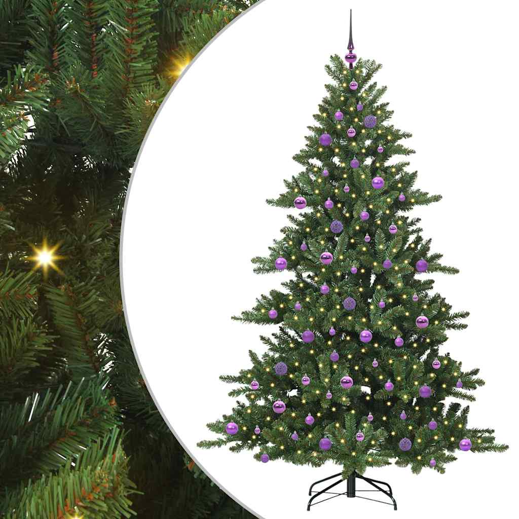 Artificial Hinged Christmas Tree with 300 LEDs 210 cm PVC