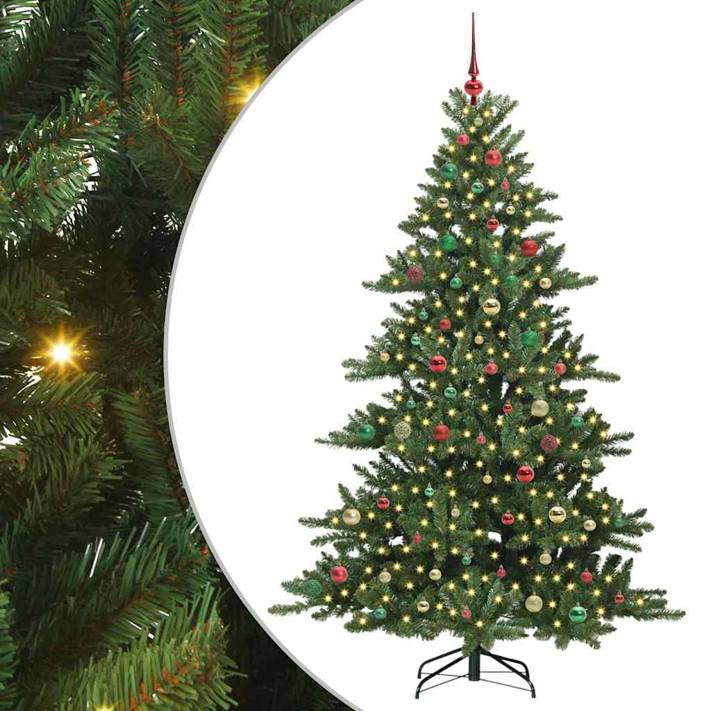 Artificial Hinged Christmas Tree with 300 LEDs 210 cm PVC