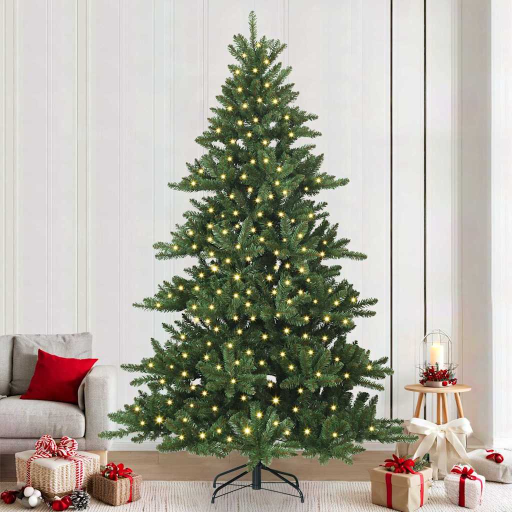 Artificial Hinged Christmas Tree with 300 LEDs 240 cm PVC