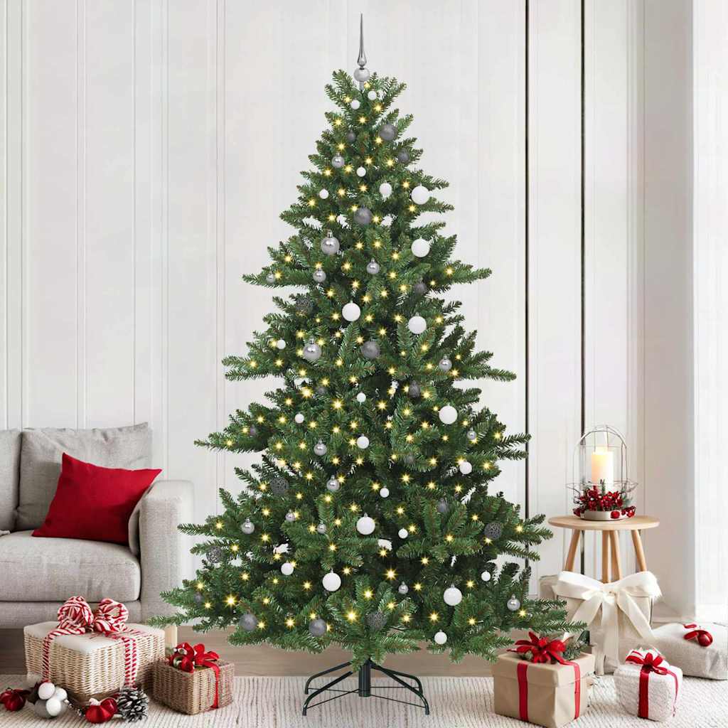 Artificial Hinged Christmas Tree with 300 LEDs 240 cm PVC