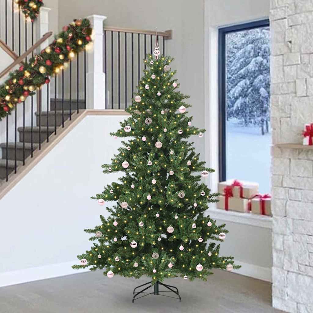 Artificial Hinged Christmas Tree with 300 LEDs 240 cm PVC
