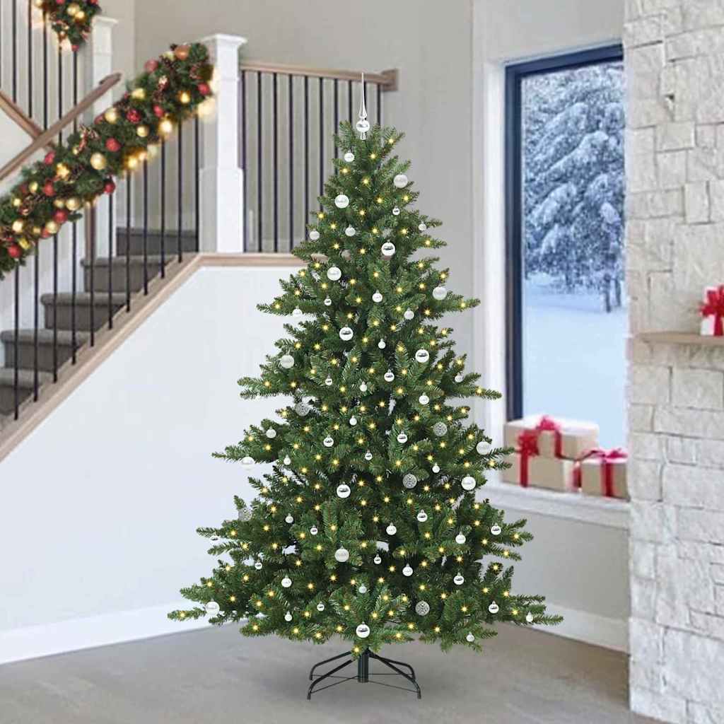 Artificial Hinged Christmas Tree with 300 LEDs 240 cm PVC