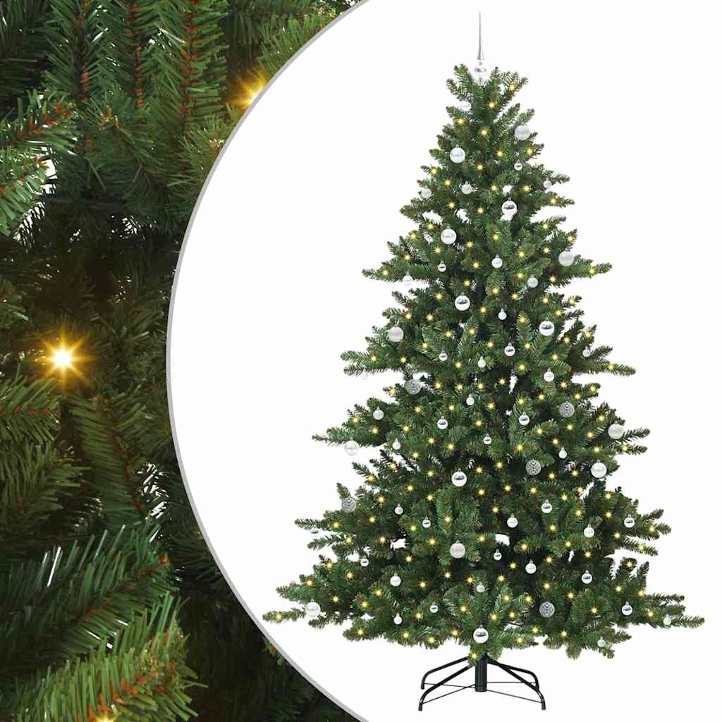 Artificial Hinged Christmas Tree with 300 LEDs 240 cm PVC