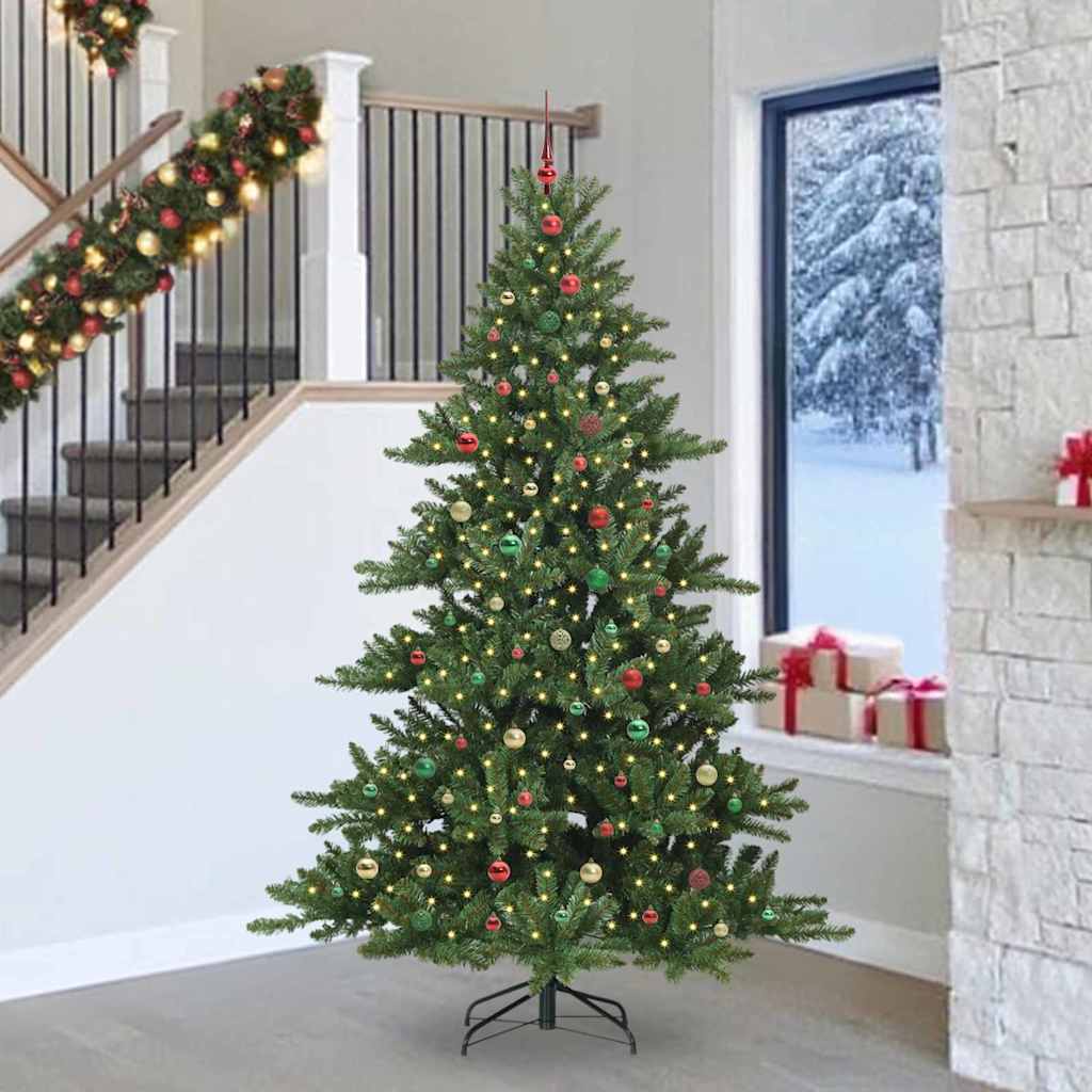 Artificial Hinged Christmas Tree with 300 LEDs 240 cm PVC