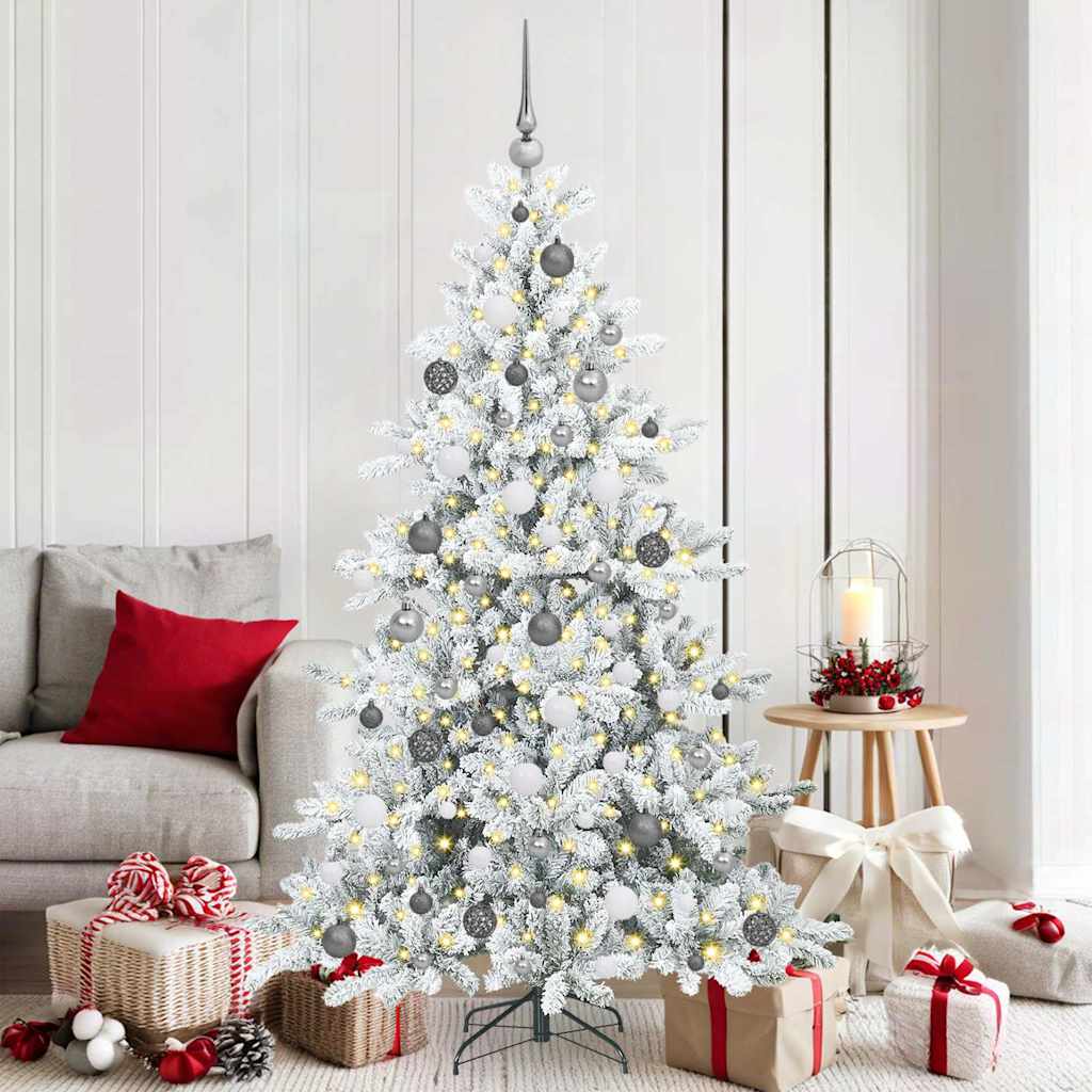 Artificial Hinged Christmas Tree with 300 LEDs 180 cm PVC