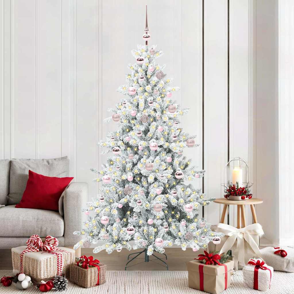 Artificial Hinged Christmas Tree with 300 LEDs 180 cm PVC