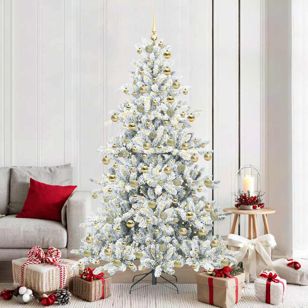 Artificial Hinged Christmas Tree with 300 LEDs 180 cm PVC