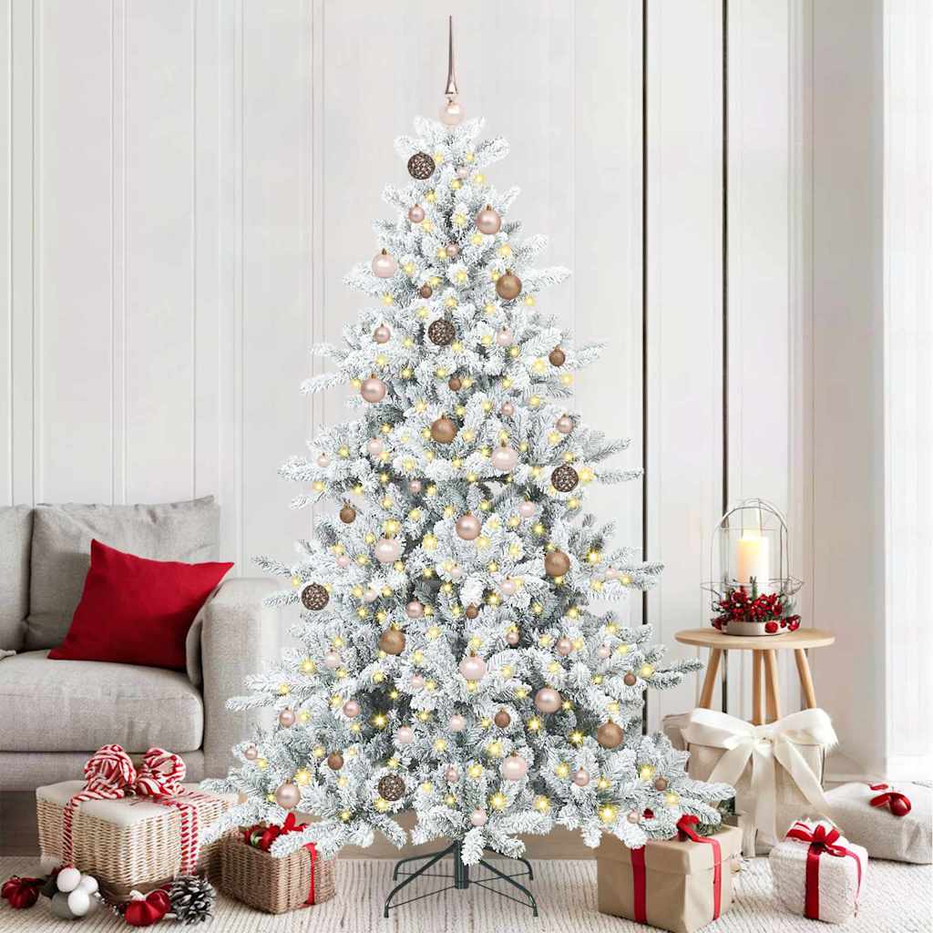 Artificial Hinged Christmas Tree with 300 LEDs 210 cm PVC