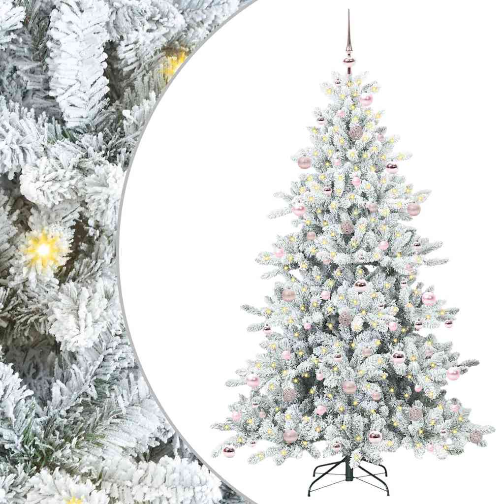 Artificial Hinged Christmas Tree with 300 LEDs 210 cm PVC
