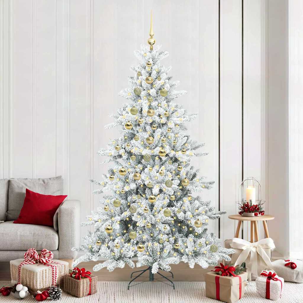 Artificial Hinged Christmas Tree with 300 LEDs 210 cm PVC