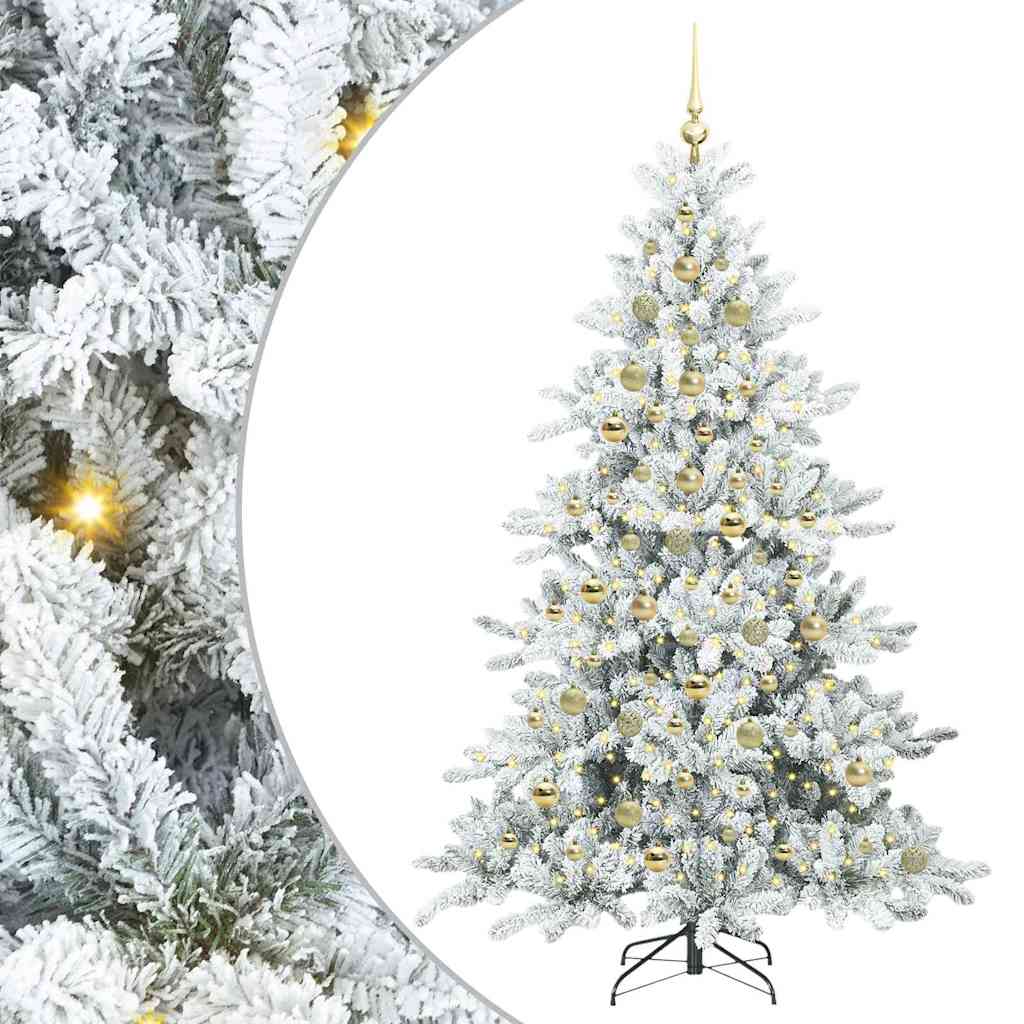 Artificial Hinged Christmas Tree with 300 LEDs 210 cm PVC