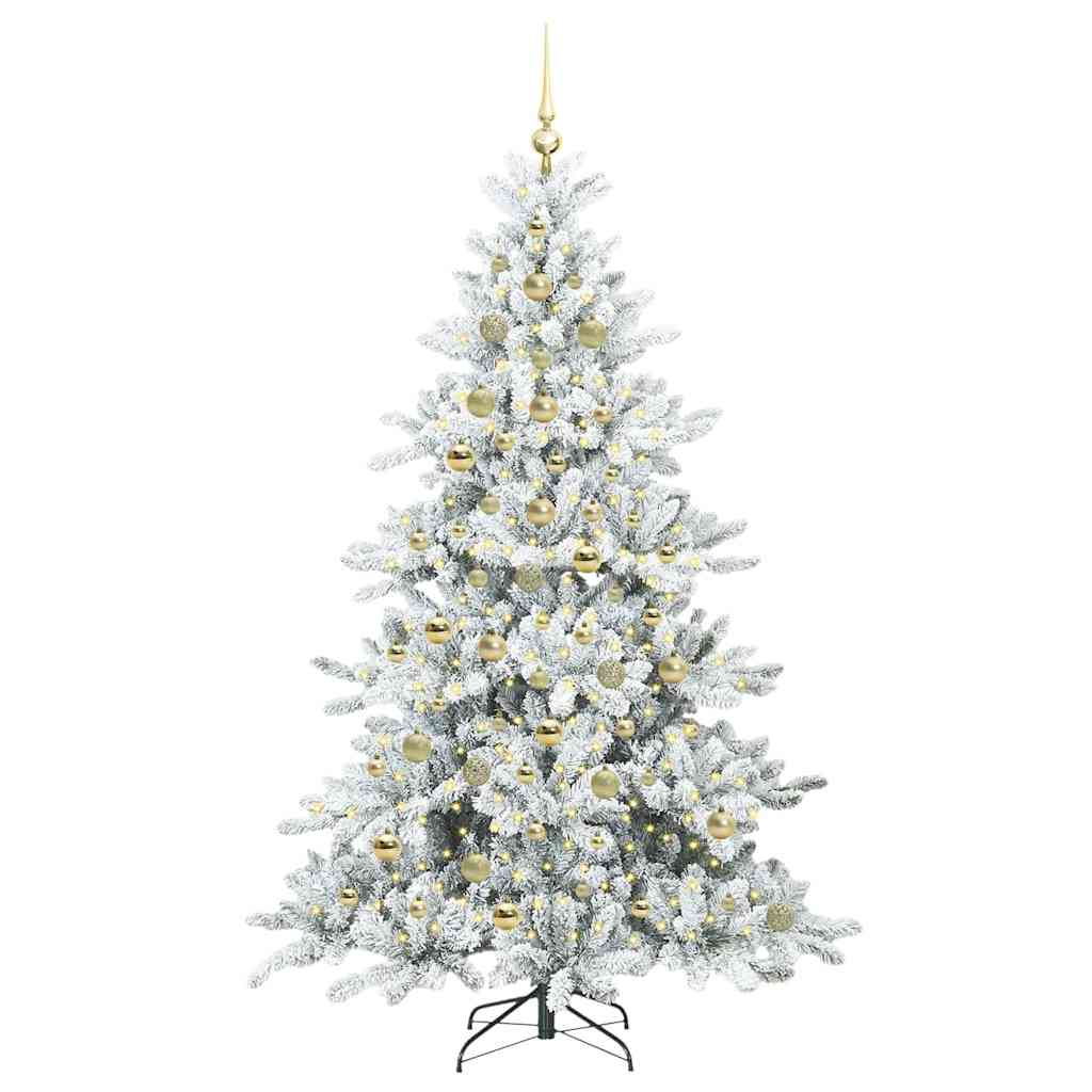 Artificial Hinged Christmas Tree with 300 LEDs 210 cm PVC