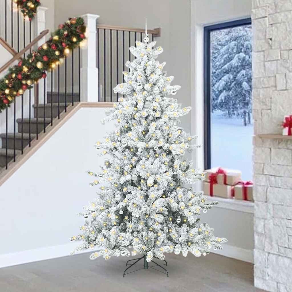 Artificial Hinged Christmas Tree with 300 LEDs 240 cm PVC