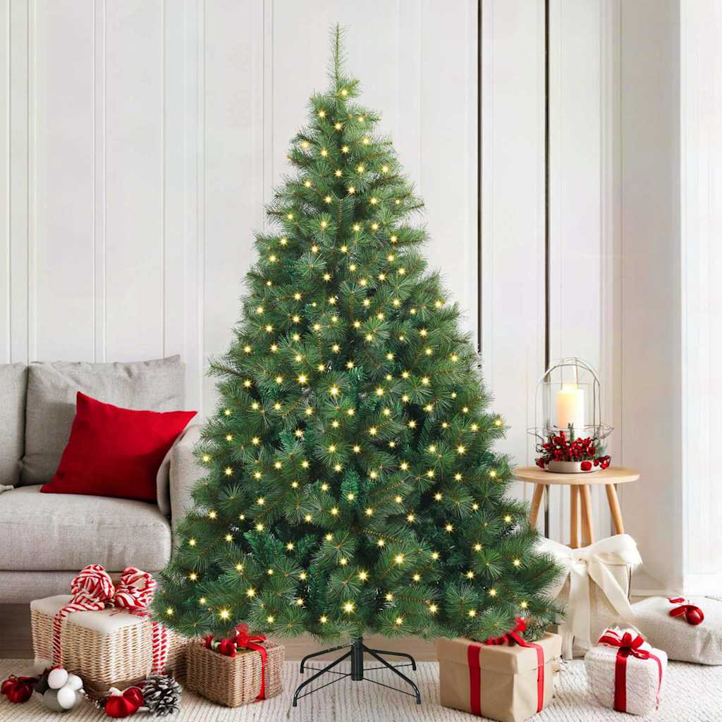 Artificial Christmas Tree with 300 LEDs Green 180 cm PE and PVC