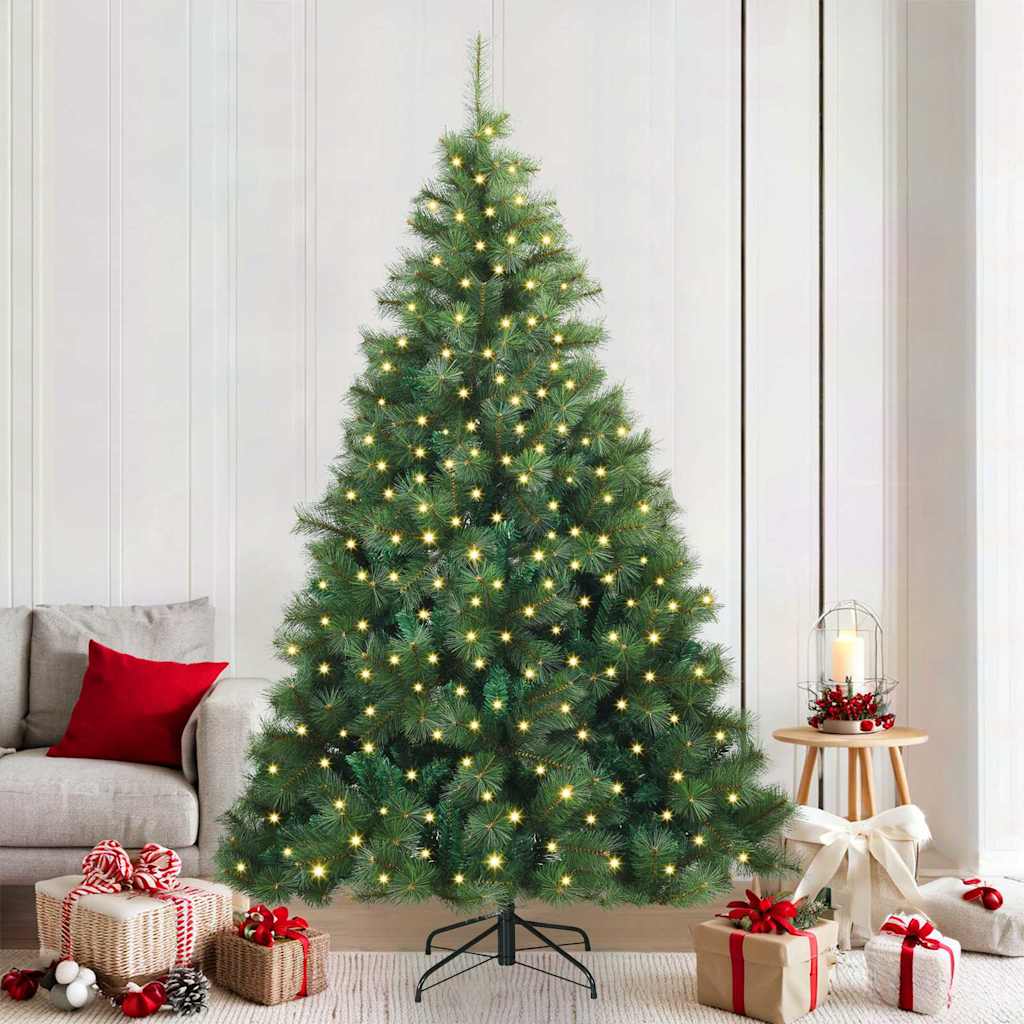 Artificial Christmas Tree with 300 LEDs Green 210 cm PE and PVC