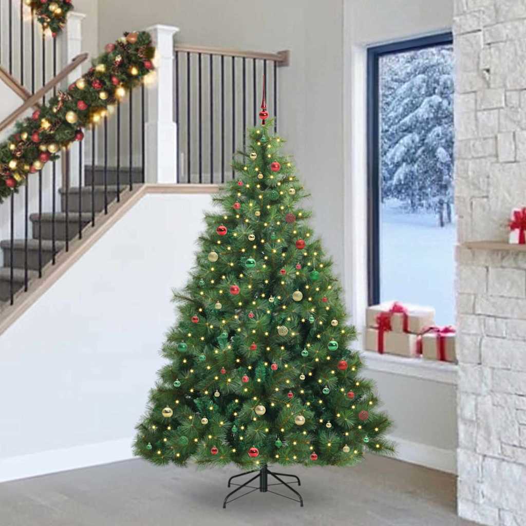 Artificial Christmas Tree with 300 LEDs Green 240 cm PE and PVC