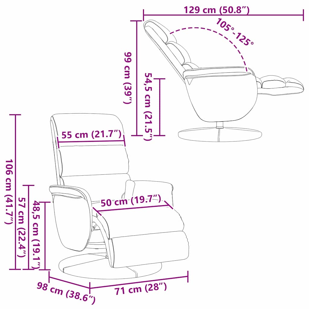 Massage Recliner Chair 71 X 98 X 106 Cm Faux Leather