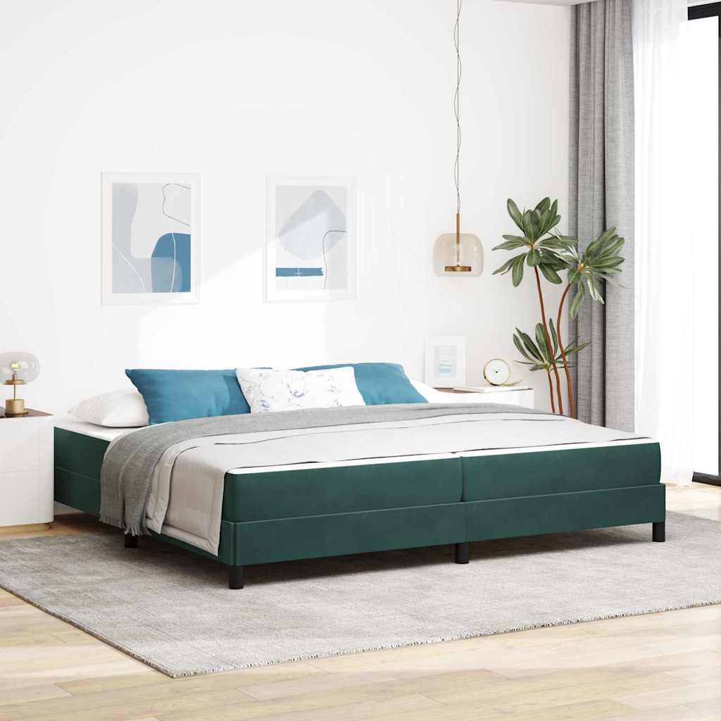 Box Spring Bed with Mattress Dark Green 200 x 210 cm Velvet